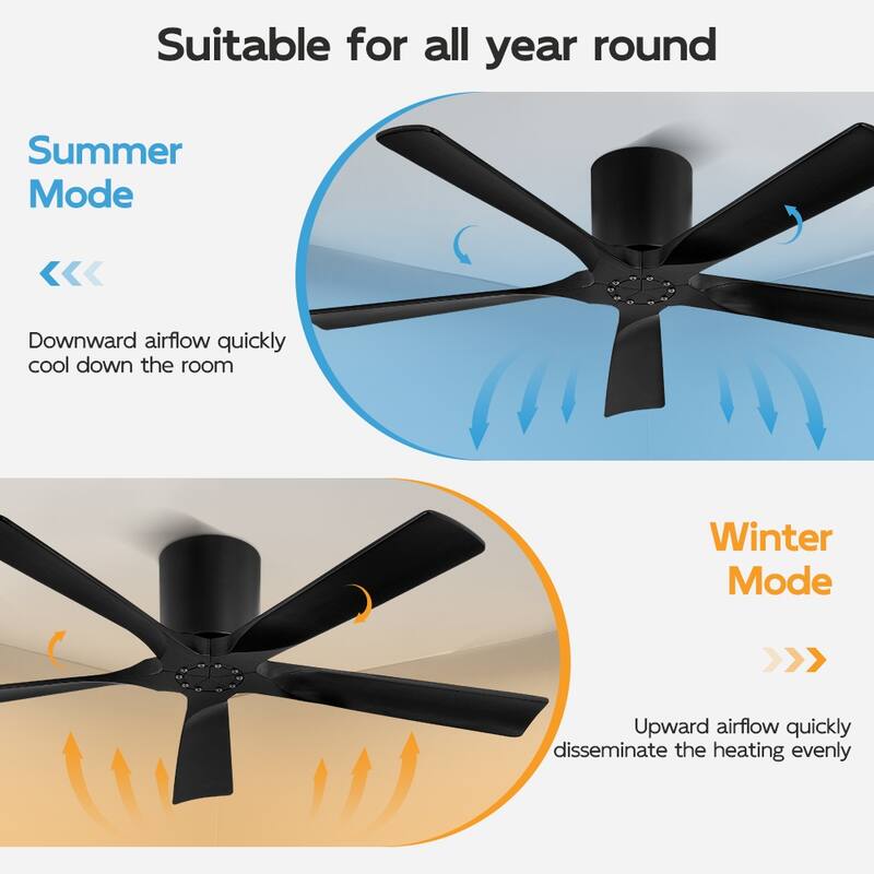MLiAN 52 In. 5 Solid Wood Blades Indoor Ceiling Fan with Remote - 52 inch