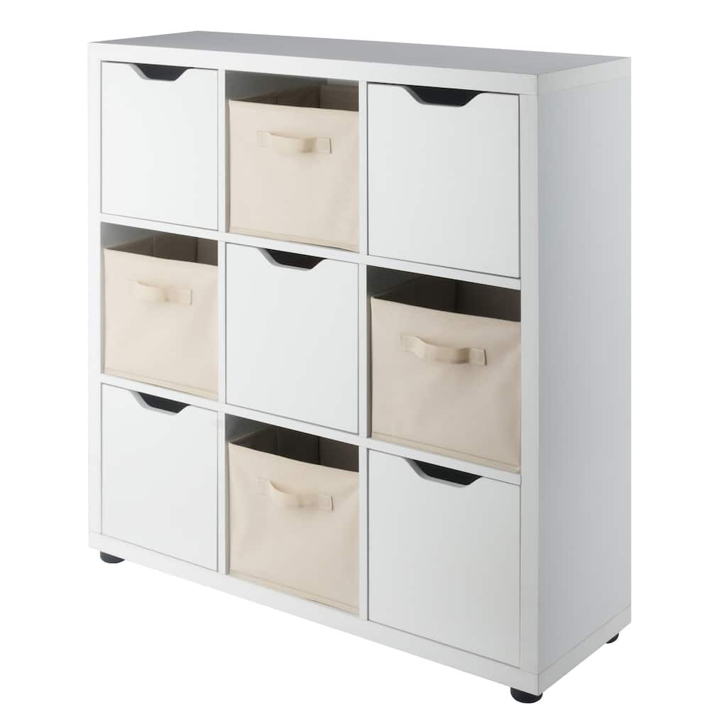 Julia 3x3 Storage 5-Pc Cabinet Set, Beige & White