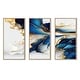 preview thumbnail 5 of 9, Designart "Abstract Geode Gold And Blue Marble Shape III" Modern Geometric Framed Canvas Art Print - 3 Panels