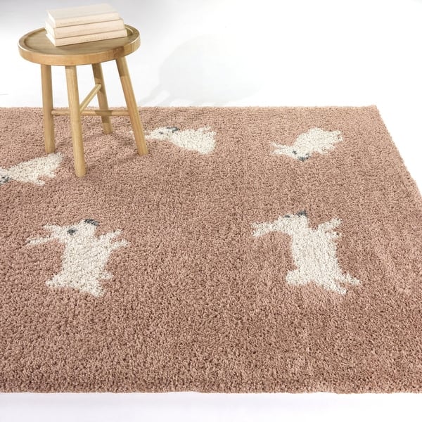slide 2 of 6, Arley Kids Rabbit Area Rug 4'4" x 6' - Pink - Rectangle