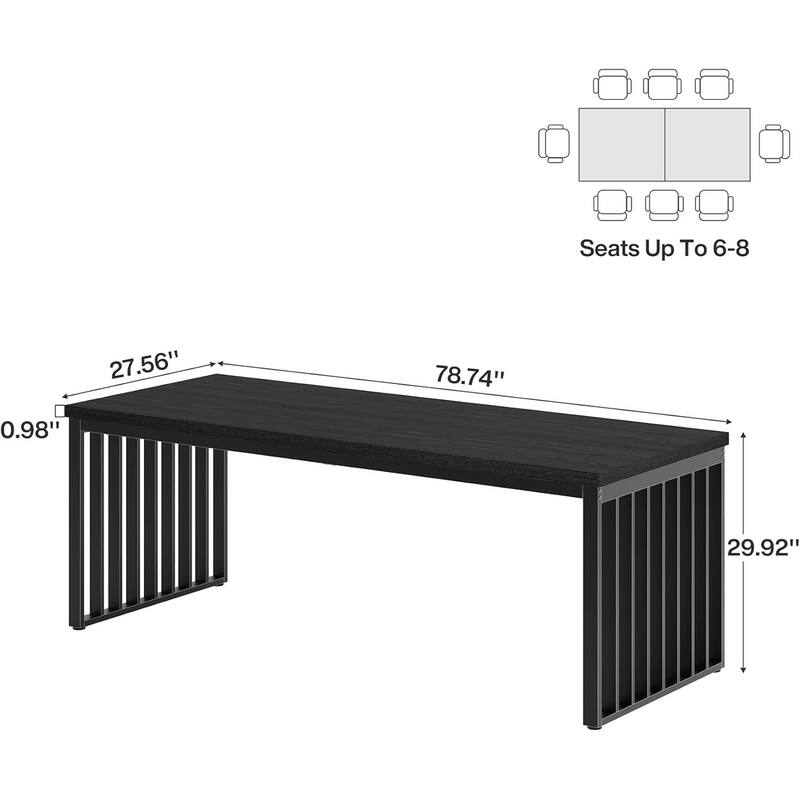 6.56 ft Industrial Conference Table, Rectangular Meeting Table for Seminar, Business & Negotiation
