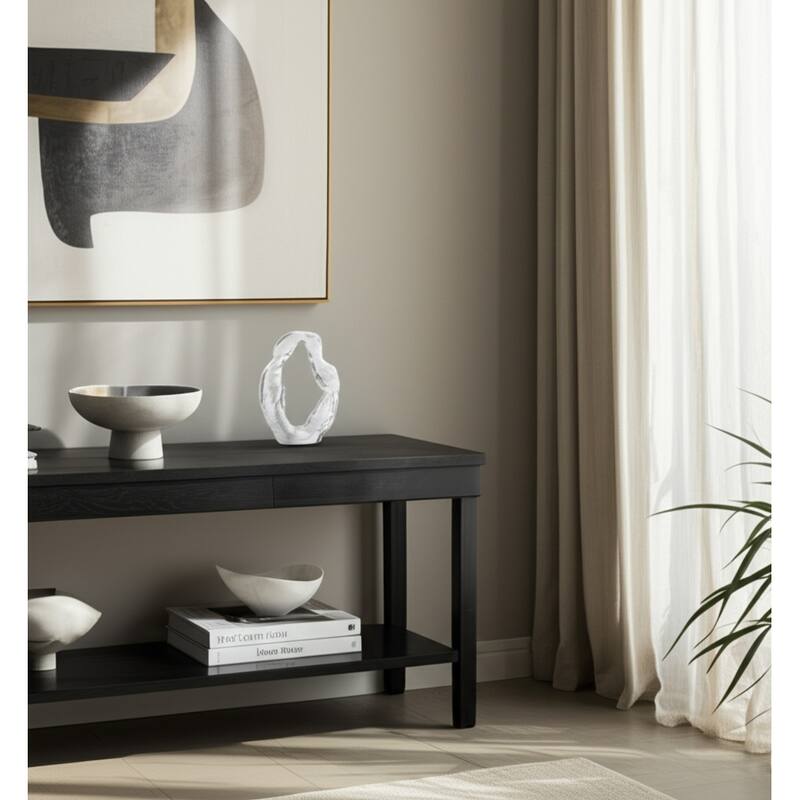 Glass Sculpture Modern Decorative Elegant for Home Decor - 10" White - 8.5" x 3" x 10" - White - 8.5" x 3" x 10"