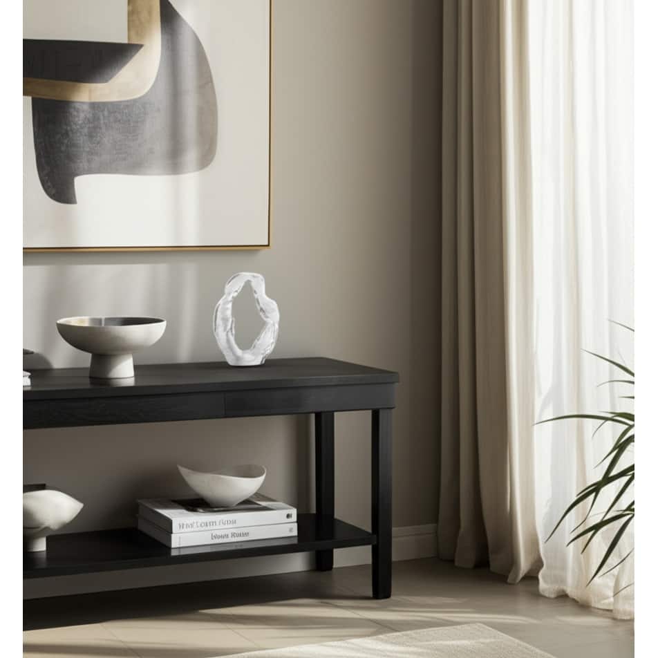 Glass Sculpture Modern Decorative Elegant for Home Decor - 10" White - 8.5" x 3" x 10"