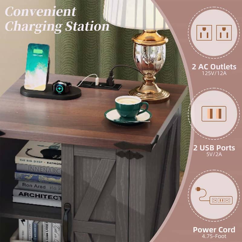 Farmhouse End Table with Charging Station