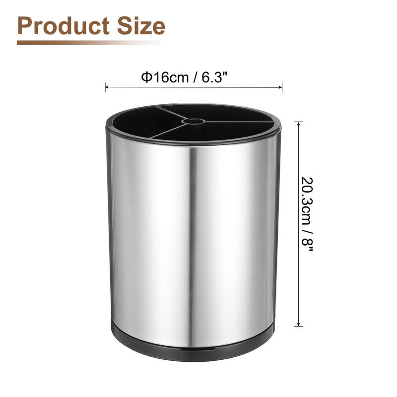 Kitchen Utensil Holder, Stainless Steel Cooking Holder for Flatware - Silver