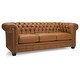 preview thumbnail 13 of 27, Hancock Tufted Top Grain Italian Leather Chesterfield Sofa - 31" H x 86" W x 40" D Tan Brown