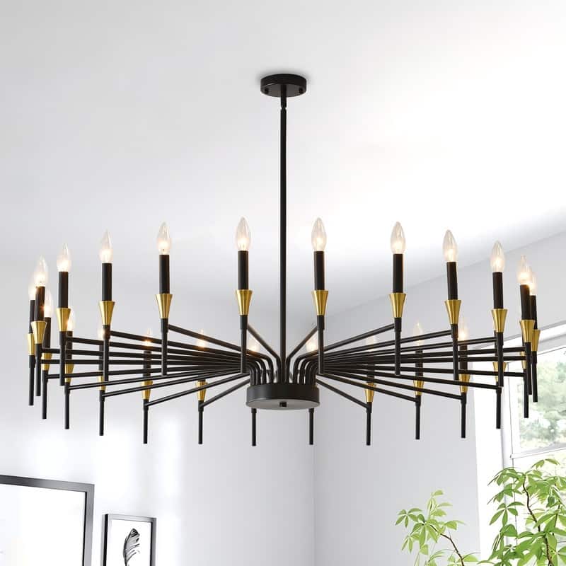 Black Farmhouse Chandelier Modern Candle Chandelier for Dining Room - 48.66in