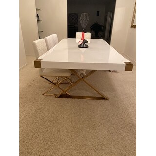 Adeline white and gold dining table Clearance