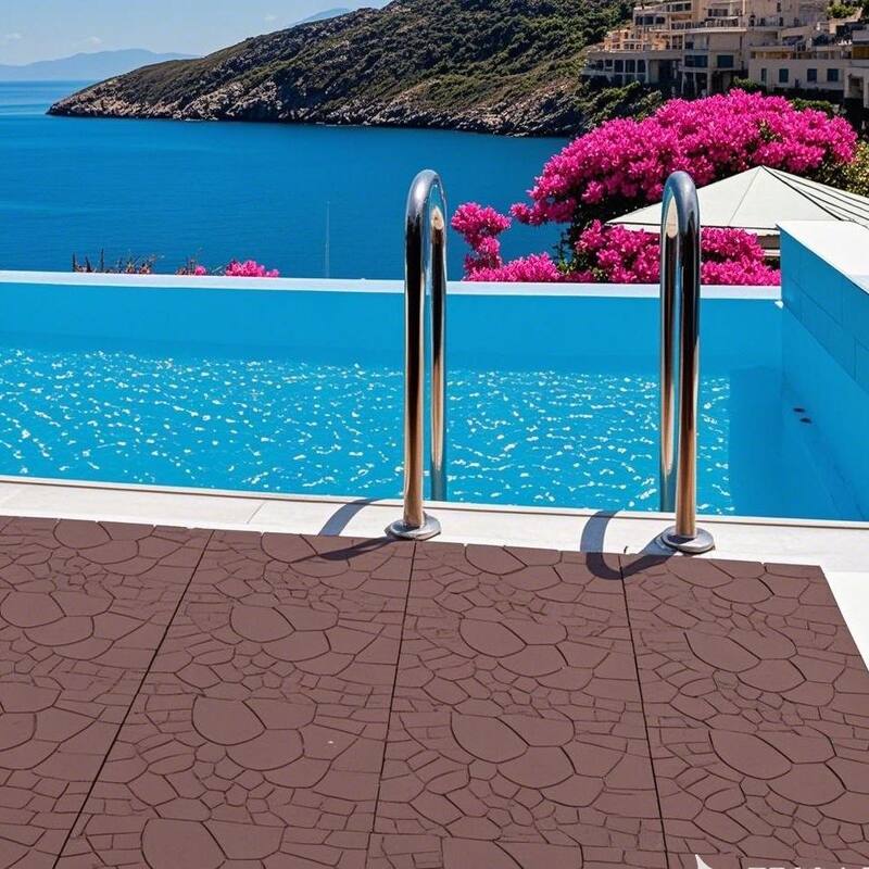 Stone texture 12" Patio Deck Tiles, DIY Module Interlocking Decking Tiles Floor Tile,Easy and Quick Installation Court Tiles
