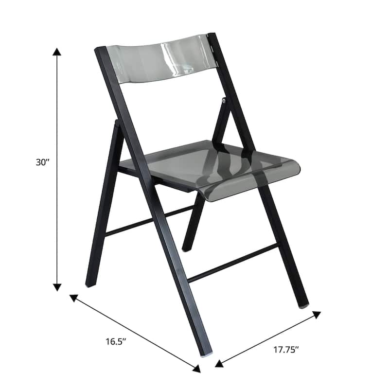 LeisureMod Menno Modern Acrylic Folding Chair - Red - 4 x 30 x 16.5