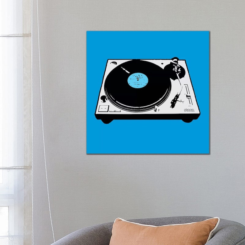 iCanvas "Turntable Blue Poster" by Steez Canvas Print - 26x26x1.5