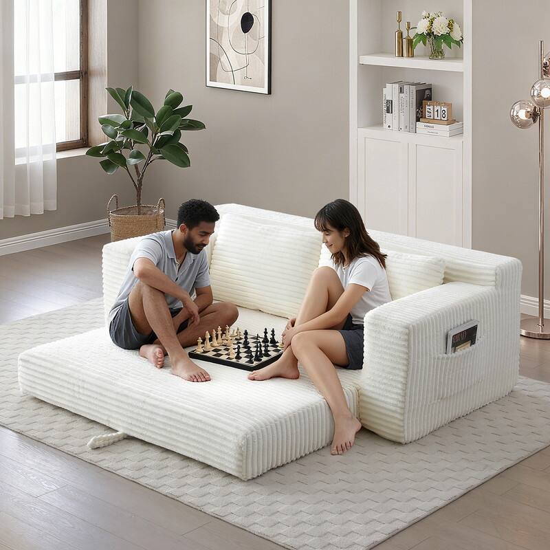 Memory Foam Cloud Loveseat Sofa Bed - 2-in-1 Compressed Foldable Sleeper with Storage, No Assembly Needed