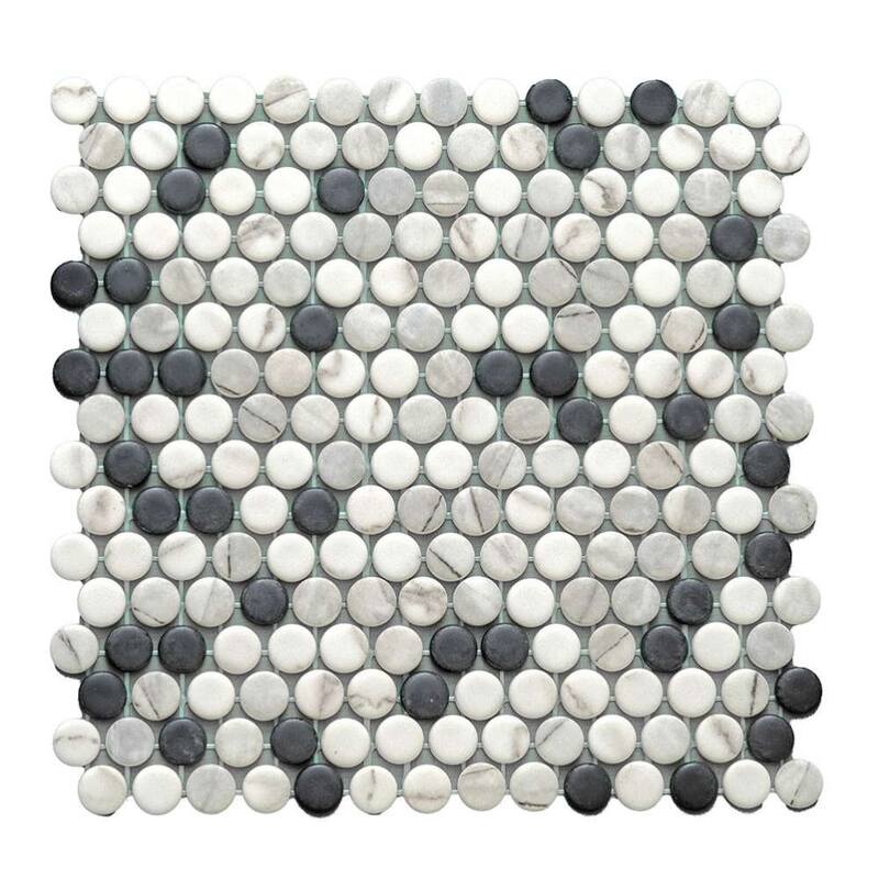 The Tile Life Eterna Penny 12x12 Round Glass Mosaic Floor, Wall & Backsplash Tile