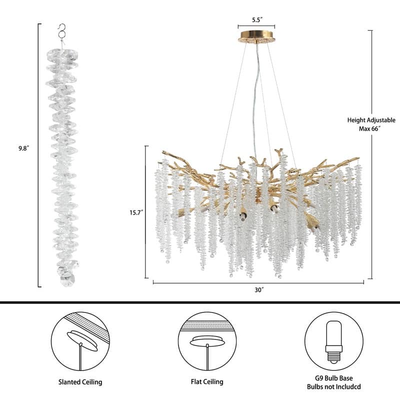 KAYLA Crystal Dimmable Chandelier Kitchen Island Square / Rectangle Chandelier