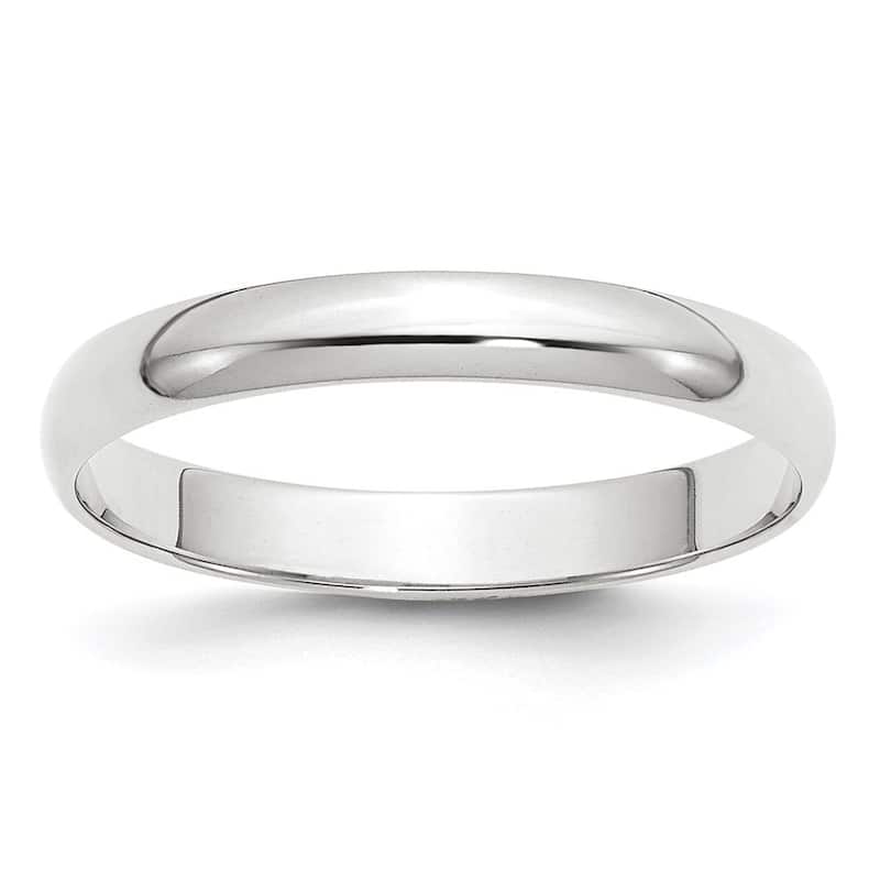 Amanda Rose Collection Women's Solid 14K Gold 3mm Traditional Classic Plain Wedding Band - White - 6.5