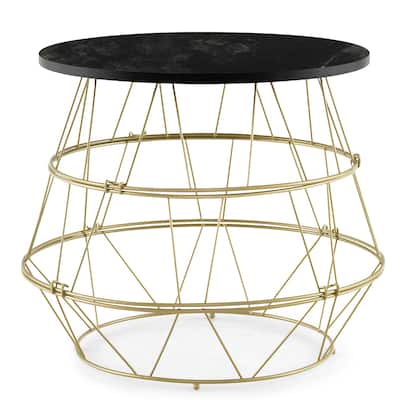 Costway Round Side End Coffee Sofa Table Nightstand with Storage Space - See Details