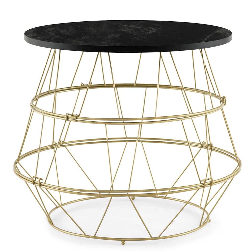 Costway Round Side End Coffee Sofa Table Nightstand with Storage Space - See Details