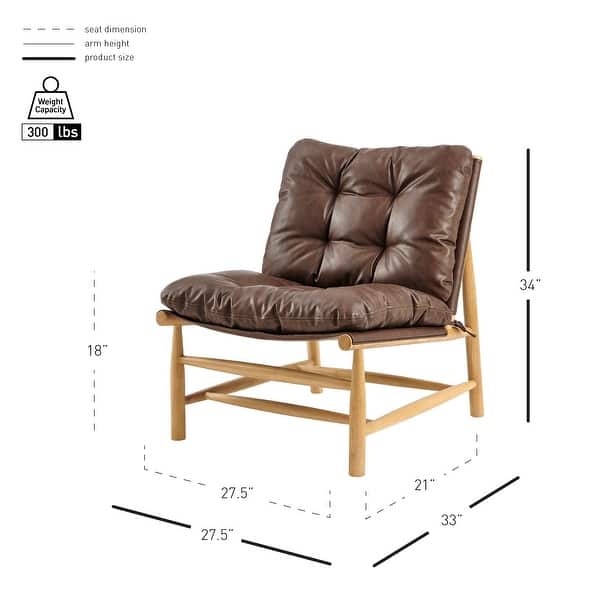 dimension image slide 1 of 2, NPD Furniture Oswald Faux Leather Tufted Accent Chair