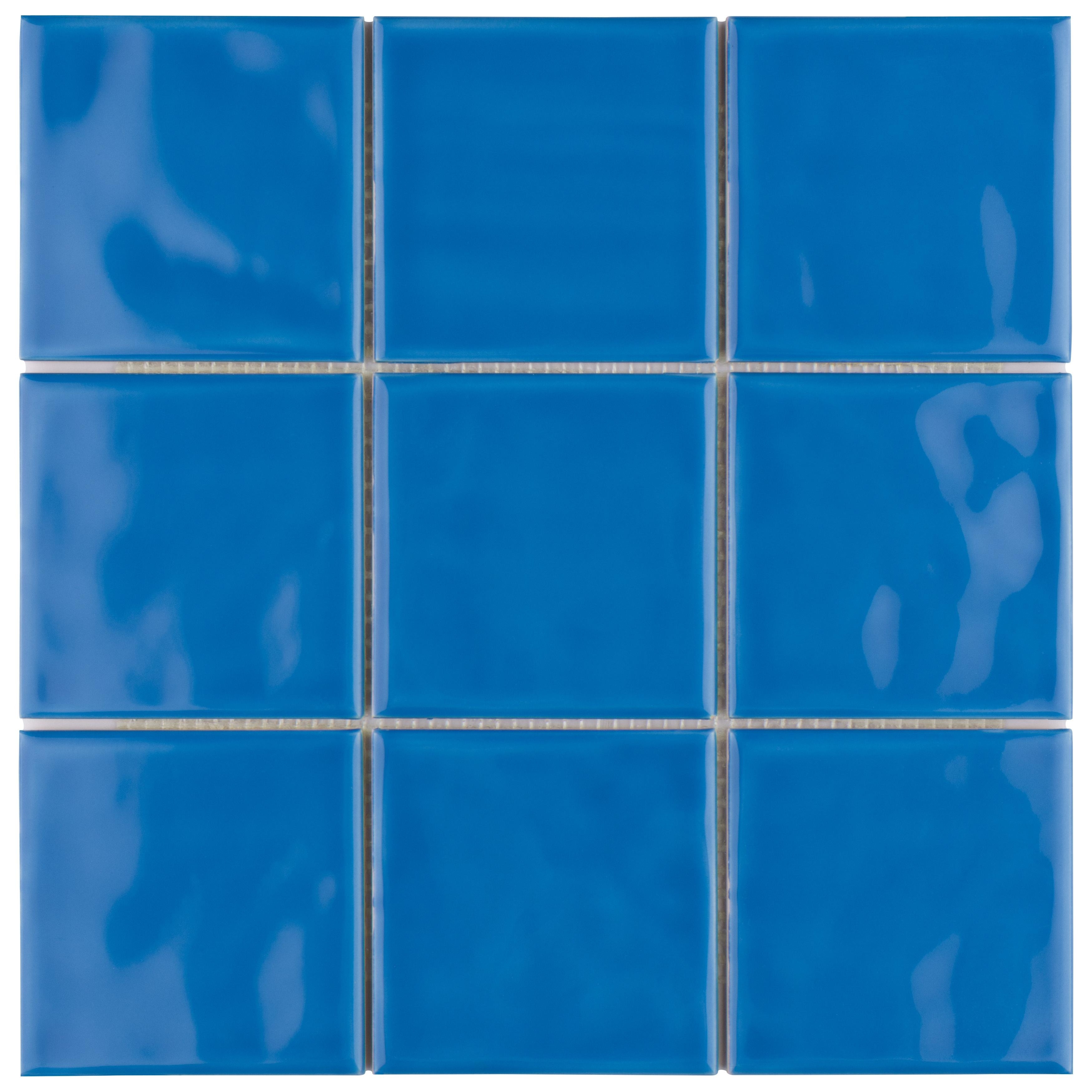 Merola Tile Twist Square Blue Sky 11-3/4" x 11-3/4" Ceramic Mosaic Wall Tile