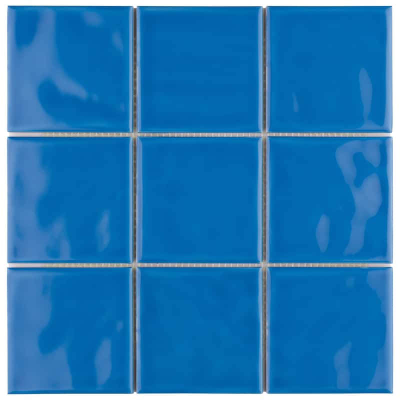 Merola Tile Twist Square Blue Sky 11-3/4" x 11-3/4" Ceramic Mosaic Wall Tile - Case (10 Tiles)