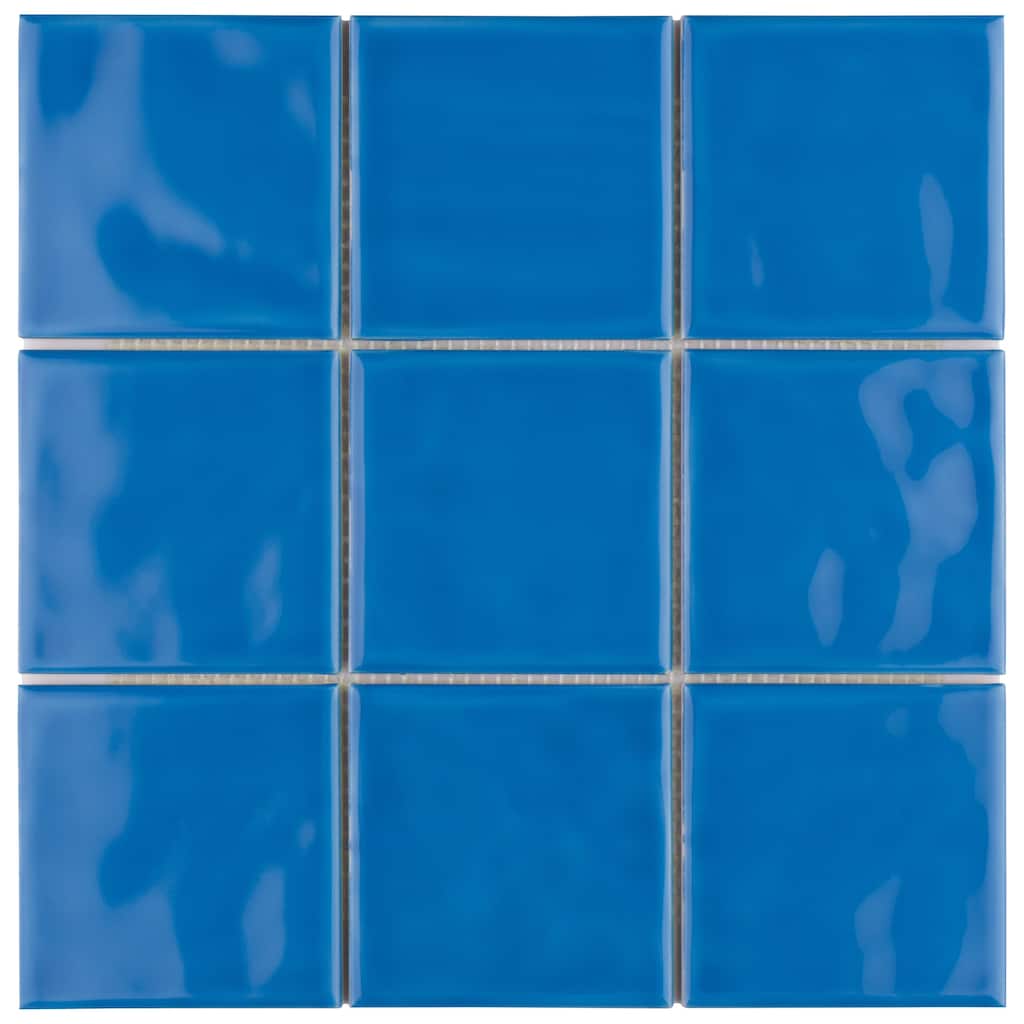 Merola Tile Twist Square Blue Sky 11-3/4" x 11-3/4" Ceramic Mosaic Wall Tile