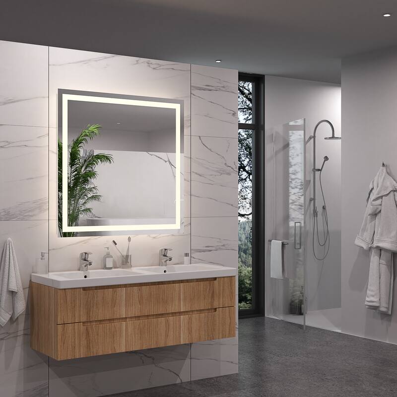 QuivaraView LED lights Frameless Wall Mounted Bathroom Vanity Mirror