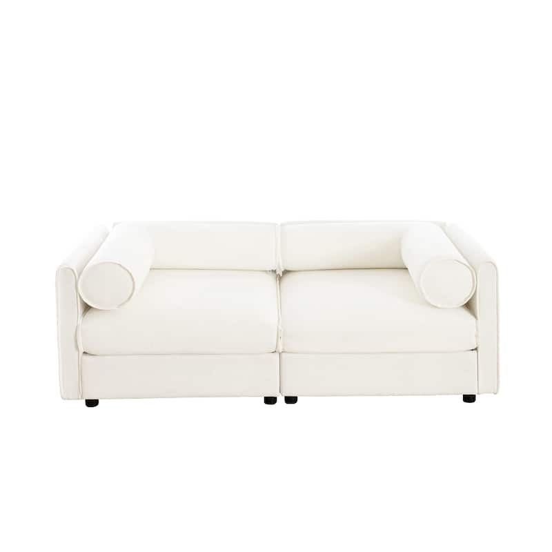 75.5" Chenille Upholstered 2-Seater Modular Sectional Sofa with Storage Seat, DIY Combination