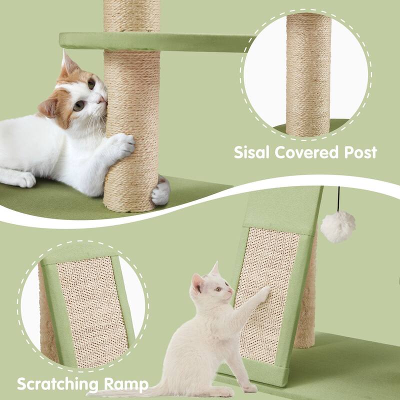 EROMMY Cat Tree – Multi-Level Cat Tower with Sisal Scratching Posts & Swing Ball, Modern Cat Furniture for Indoor Cats