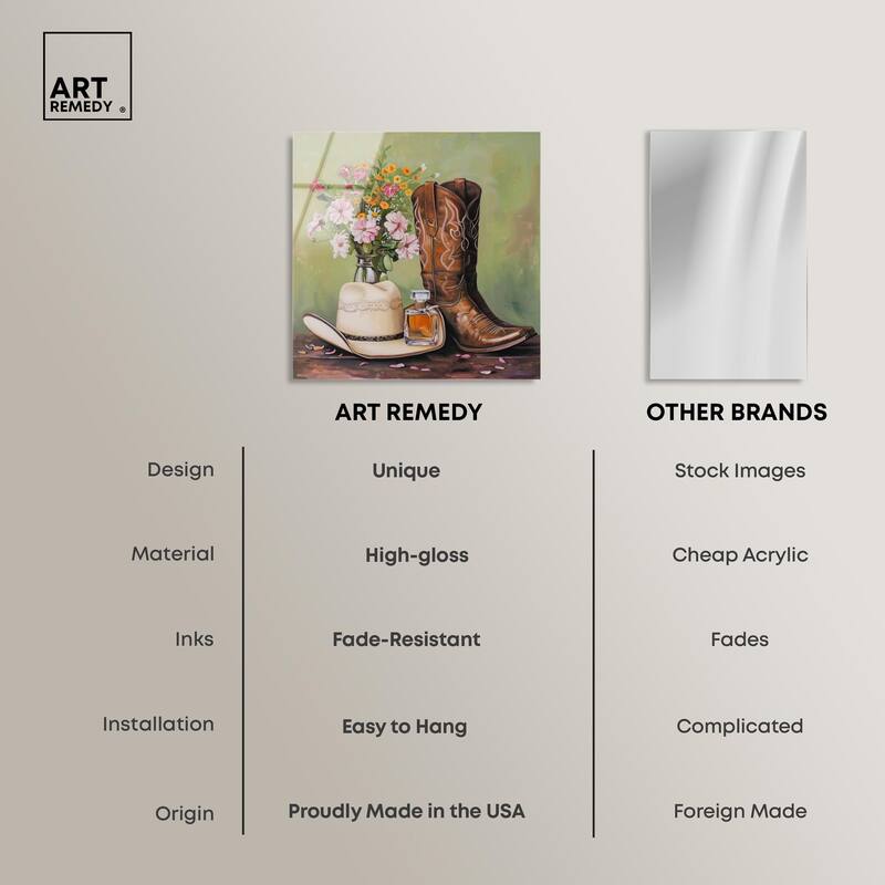 Spring Green Cowboy Necessities Acrylic by Art Remedy, Ready to Hang