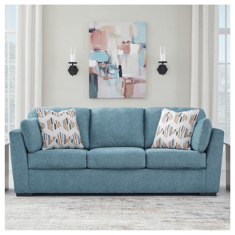 Signature Design by Ashley Keerwick Blue/Green Sofa - 94"W x 41"D x 39"H - 94"W x 41"D x 39"H - Teal