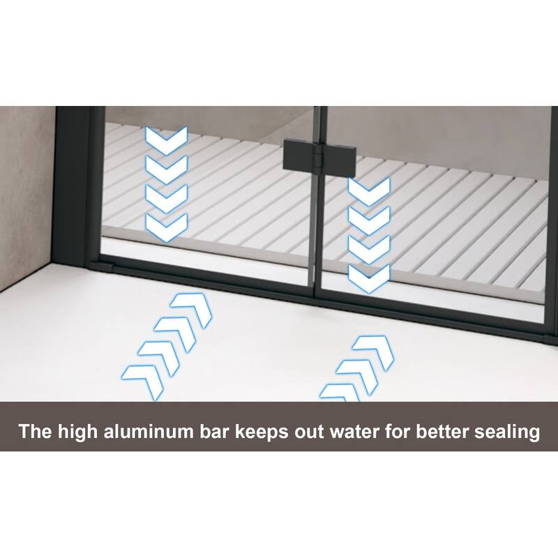 Bifold Shower Door Tempered Glass Aluminum Frame - 32*72