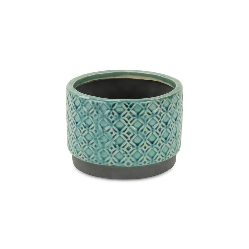 Zajedani Turquoise Ceramic Wide Lattice Pot