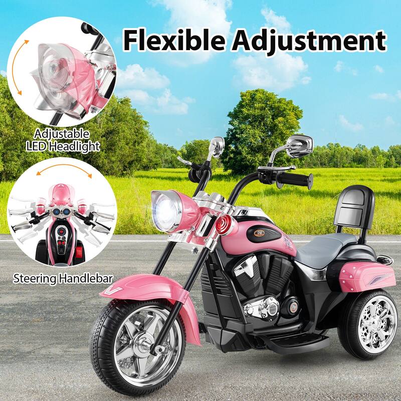 Gymax 6V Electric Kids Motorcycle 3-Wheel Ride On Toy w/ Adjustable