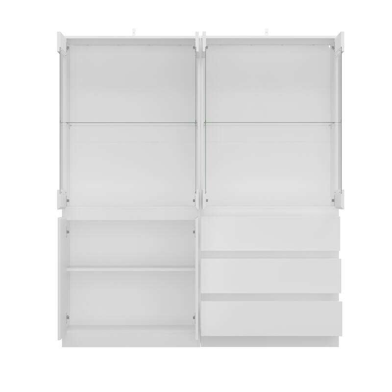 Modular Large display case,Bar Cabinet with glass doors,drawers,lights