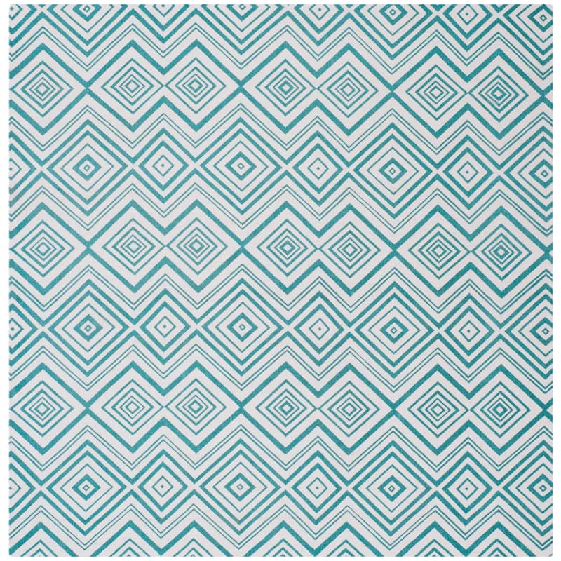 SAFAVIEH Handmade Cedar Brook Montje Modern Cotton Rug - 5' Square - Ivory/Light Teal