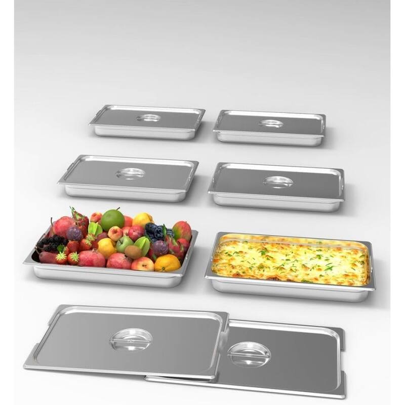6 Pack Steam Table Pans Stainless Steel Hotel Food Pan with Lid