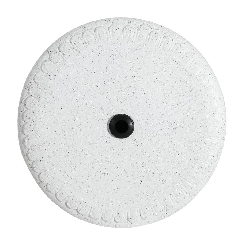 Roomfitters Adela Outdoor Patio Side Table Umbrella Base with Sand Filling Design, MGO White Marble Finish