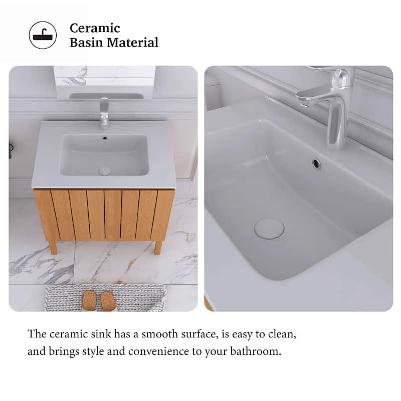 30" Freestanding Bathroom Vanity with White Ceramic Sink - 29.92'' x 18.31'' x 33.46''