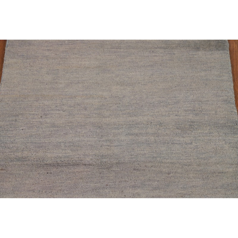 Hand Knotted Oriental 100% Wool Carpet Modern Modern Greys & Charcoal Gabbeh Area Rug - 4' 0'' X 2' 7''