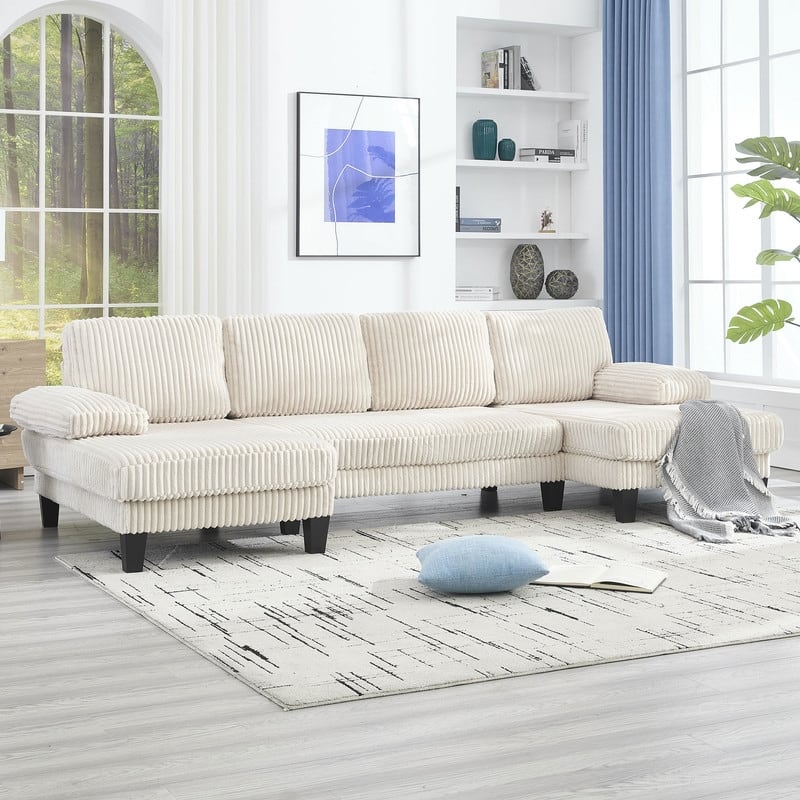 4-Seat U-Shaped Sectional Sofa with Double Chaise