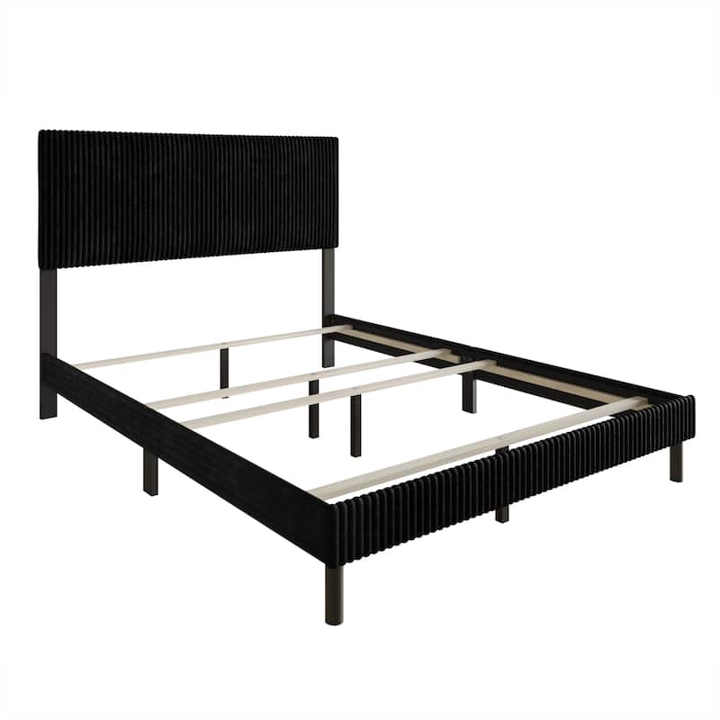 Clayfell Osceola Luxurious Corduroy Upholstered Panel Bed
