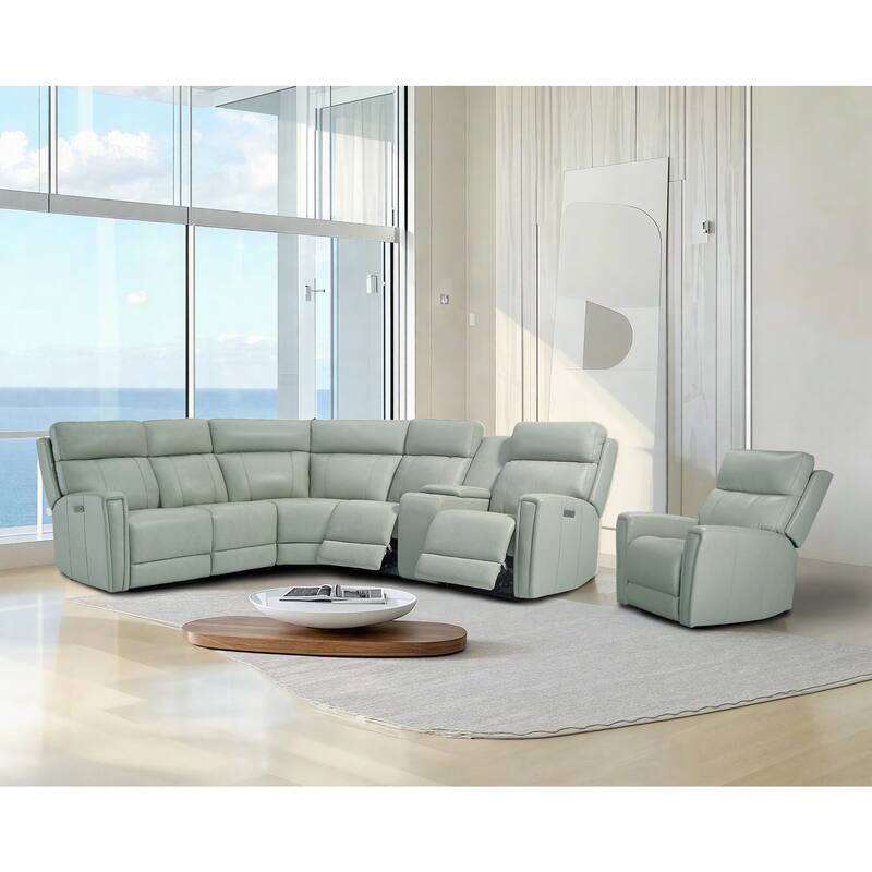 104" W 6 Seater Genuine Leather Power Sectional Sofa and Recliner Set with Dual Power, Zero Gravity, 1 Power Armlesschair