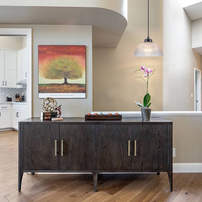 1-Light Matte Black Dome Pendant Textured Glass Kitchen Island Lights for Dining Room