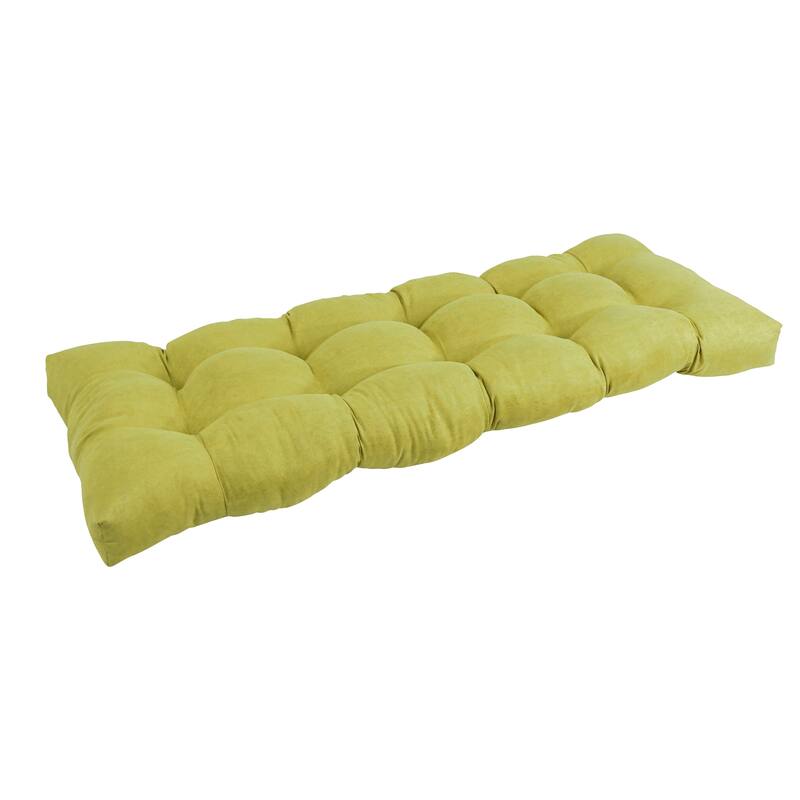 Solid Microsuede Tufted Indoor Bench Cushion (Multiple widths from 42 to 60 inch) - 46" wide - Mojito Lime