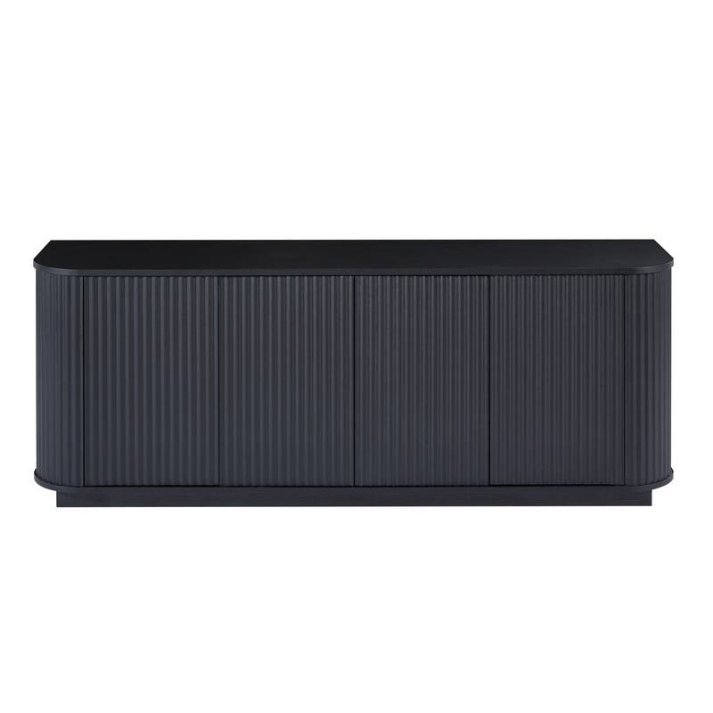 Sideboard Storage Cabinet TV Stand with wave pattern Buffet Cabinet Wooden Vertical Striped Cabinet