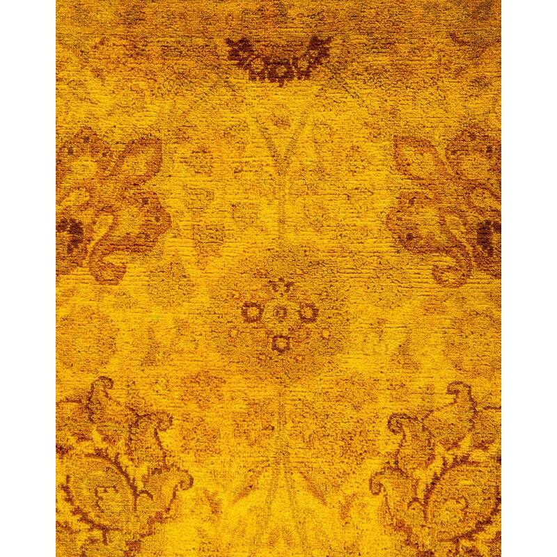 Overton Hand Knotted Wool Vintage Inspired Modern Contemporary Overdyed Yellow Area Rug - 3' 0" x 5' 3"