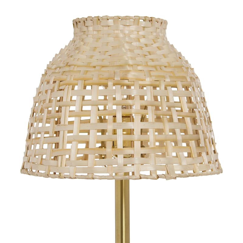 Ezekiel River of Goods Gold and Tan Metal and Bamboo Empire Shade 20-Inch Table Lamp - 11" x 11" x 20"