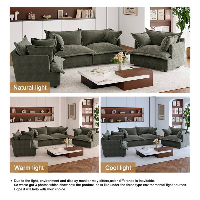 Double Layer Cushion Comfy Cloud Modular Sectional Sofa Set