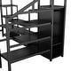 preview thumbnail 12 of 26, Full Size High Metal Loft Bed Frame with Entertainment TV Stand, Shelves, LED Light Strip, Charging Station, Staircase Wardrobe