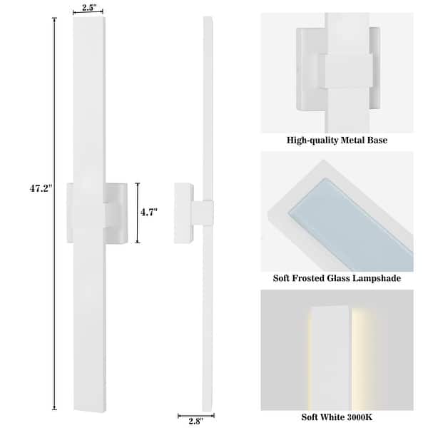 dimension image slide 9 of 13, Aluminum LED Outdoor Wall Sconce Black Exterior Wall Light (1 / 2Pack)